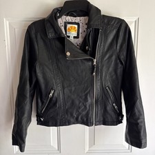 C&C California Girls Faux Leather Moto Jacket Black Size 12 Classic Edgy Baddie Girls' Jacket price