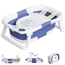 Foldable Baby ‎Bathtub PP+TPE with Soft Bath Net&Thermometer for 0-36 Months Tod Baby Bath Net price