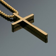 Men's Fashion Jewelry Plain Charm Silver Plated Cross Pendant Chain Necklace Gold Necklace price