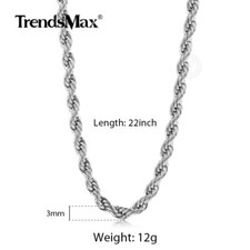 3-7MM Gold Plated Stainless Steel Diamond Cut Twisted Rope Chain Necklace 16-30" Gold Necklace price