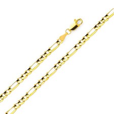 14K Solid Yellow Gold Necklace 2/2.5/4.2mm Figaro Chain Link +Lobster Claw Clasp Gold Necklace price
