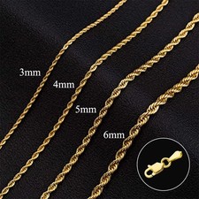 14K Real Solid Yellow Gold 1.5mm-3mm Rope Chain Necklace with Lobster Claw Clasp Gold Necklace price