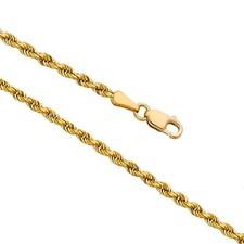 14K Real Solid Yellow Gold 1.5mm-6mm Rope Chain Necklace with Lobster Claw Clasp Gold Necklace price