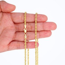 10K Yellow Gold 1mm-4mm Laser Diamond Cut Rope Chain Necklace Men Women 16"- 30" Gold Necklace price