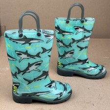 Western Chief Boys Shark Light In Heels Size 7 Green Pull-On Waterproof Boys' Booties price