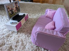 American Girl Living Room Set Sofa TV Stand Remote 18” Doll Retired Youth Room Set price