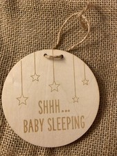 Wood Nursery Decoration, Baby Room Sign, Round Nursery Door Sign Baby Door Ornament price