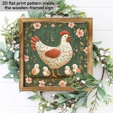 Antique Farm Hen Baby Chicks Pink Blossom Floral Living Room Wall Art Plaque Baby Door Ornament price