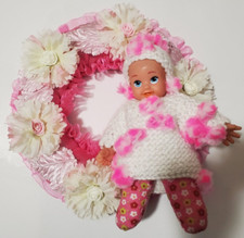 Handmade Baby Wreath Knit Flower Door Decoration Custom 1 of a Kind non-smoking Baby Door Ornament price