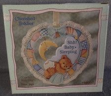 Cherished Teddies Bear 1993 Door Sign Ornament Shh Baby Sleeping Cradled w/ Love Baby Door Ornament price