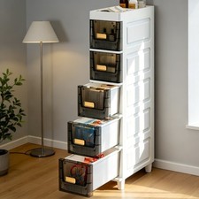 Slim Storage Cabinet With Drawers Plastic Bathroom Organizer Slim Tower On Wheel Bathroom Cabinet / Furniture price