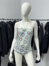 MIU MIU Resort 2011 heart print monokini ruffle one piece swim suit blue Sz 42 M Monokini price