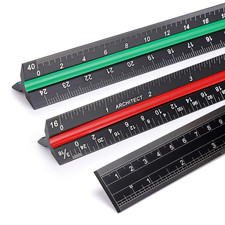 3 Pack 12 Inch Solid Aluminum Triangular Architect Scale Ruler Set, 3-Colors-Gro Measuring-Drawing Set price