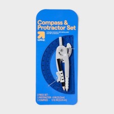 Compass and Protractor set Gray : Plastic Measuring Tool for Math and Drawing Measuring-Drawing Set price