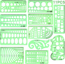 11PCS Geometric Drawing Templates Drafting Stencils Measuring Ruler Set for Desi Measuring-Drawing Set price