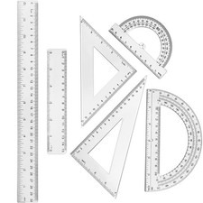 Student Ruler Set 6 Pcs, 12 Inch 6 Inch, Geometry Protractor, Clear Measuring-Drawing Set price