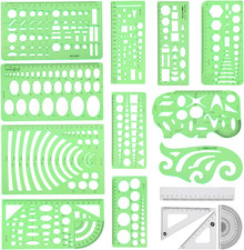 Geometric Drawing Templates Measuring Rulers 15 Pcs Set School Art Office Measuring-Drawing Set price