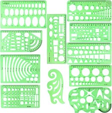 11PCS Geometric Drawing Templates Drafting Stencils Measuring Ruler Set for Desi Measuring-Drawing Set price