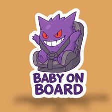 Cute Gengar Pokémon Baby on Board Car Sticker | Funny Anime Vinyl Decal 4.5x7.5 Baby on Board price