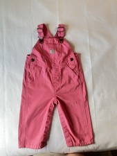 Carhartt Girls Size 12 Month Pink Overalls Snap Legs 100% Cotton Baby Overalls price