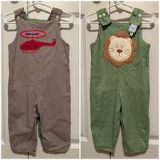Vintage Bailey boys Reversible Jon Jon Longall 12m Helicopter Lion Southern EUC Baby Overalls price
