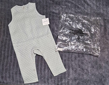 pehr Gray Quilted Cotton Sleeveless One-Piece Coverall 6-12M Snap Closure Baby Overalls price