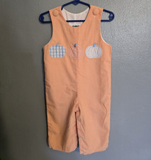 True Baby Woven Cotton Overall One-Piece Gingham Pumpkin Embroidered 6M Fall Baby Overalls price