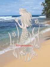 Mermaid Static Cling OVAL Window Decal 8x12 Sliding Glass & Shower Door Decor Bathroom / Shower Cabin Sticker price