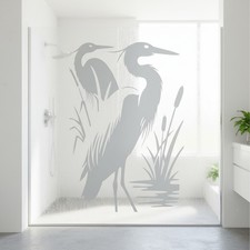 Heron Marsh Bird Etched Glass Look Decal Shower Door Windows 22" wide x 30" tall Bathroom / Shower Cabin Sticker price