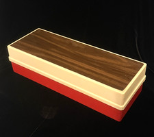 Vintage Hard Shell 15 Cassette Storage Case Red & White Faux Wood Metro 70s Cassette & Storage Products price