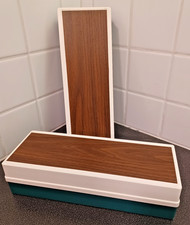 Vtg (2) Cassette Tape Travel Storage Hard Case Plastic Box Faux Wood Retro 70s Cassette & Storage Products price