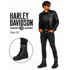 Harley Davidson Men’s Black Leather Moto Boots Size 10 Men's Leather Clothing price