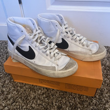 Nike Blazer Mid Men’s Leather Mid-Top Sneakers White/Black Lace-Up Rubber Men's Leather Clothing price