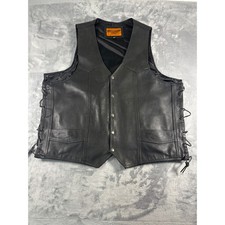 Dream Apparel Mens Black Leather Biker Vest Men's Leather Clothing price