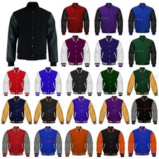 Varsity Letterman Wool & Real Cowhide Leather Sleeves High Quality Bomber Jacket Men's Leather Clothing price