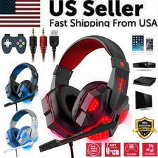 3.5mm Gaming Headset Mic LED Headphones Stereo Bass Surround For PC PS4 Xbox One Gaming Headsets price