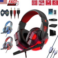 3.5mm Gaming Headset Mic LED Headphones Stereo Bass Surround For PC PS4 Xbox One Gaming Headsets price