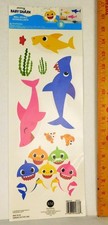 Baby Shark 9pc Peel, Stick, Remove Wall Decals Pink Fong Room Mates Brand New Baby Room Wardrobe price
