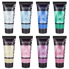 Galaxy Glitter Acrylic Paint Set - 8 Twinkle Iridescent Colors 0.71 Fl Oz / 2... Glitter Paint price