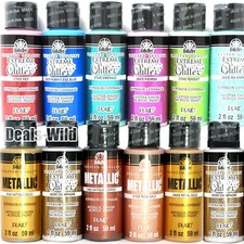 Metallic or Extreme Glitter Acrylic Paint FolkArt 2oz Shiny Craft Paints Glitter Paint price