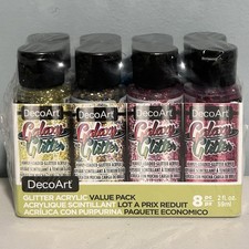 DecoArt Galaxy Glitter Acrylic Paint Set 8 Bottles Value Pack Multicolor -New Glitter Paint price