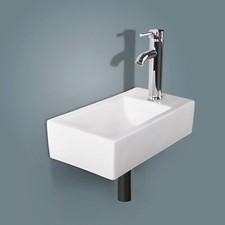 Wall Mount Bathroom Corner Sink Ceramic Vessel Small Sink w/ Faucet Drain White Sinks price