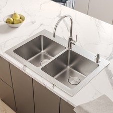 Ruvati 33 x 22 inch Topmount 16 G Double Bowl Kitchen Sink - RVM5150 Sinks price