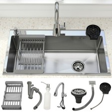 Kitchen Sink Drop In Stainless Steel Single Bowl Top Mount w/ Faucet 28"/30"/32" Sinks price
