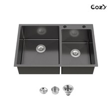 COZY Stainless Steel Kitchen Sink, 33" Double Bowl Black Overmount Sinks price