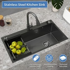 Black Drop In Kitchen Sink Workstation 28/30/32 Inch Single Bowl Stainless Steel Sinks price