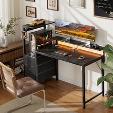 Gaming Desk with Led Lights & Outlets, Home office Desk with 3 Drawers & Shelves Computer Desk price