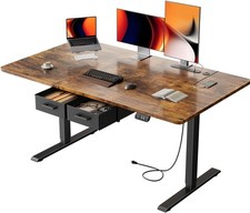 55 inch Electric Standing Desk with Drawers, Sit Stand Up Desk with Outlets Computer Desk price