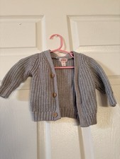 Cat & Jack Baby 0-3M Gray Cotton Knit Button Cardigan Sweater Long Sleeve Baby Cardigan price