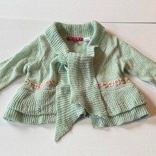 Mimi & Maggie Girls Mint Green Floral Embroidered Tie Front Cardigan Sweater 2T Baby Cardigan price